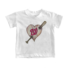 Washington Nationals Tiny Turnip Youth Heart Bat T-Shirt - White