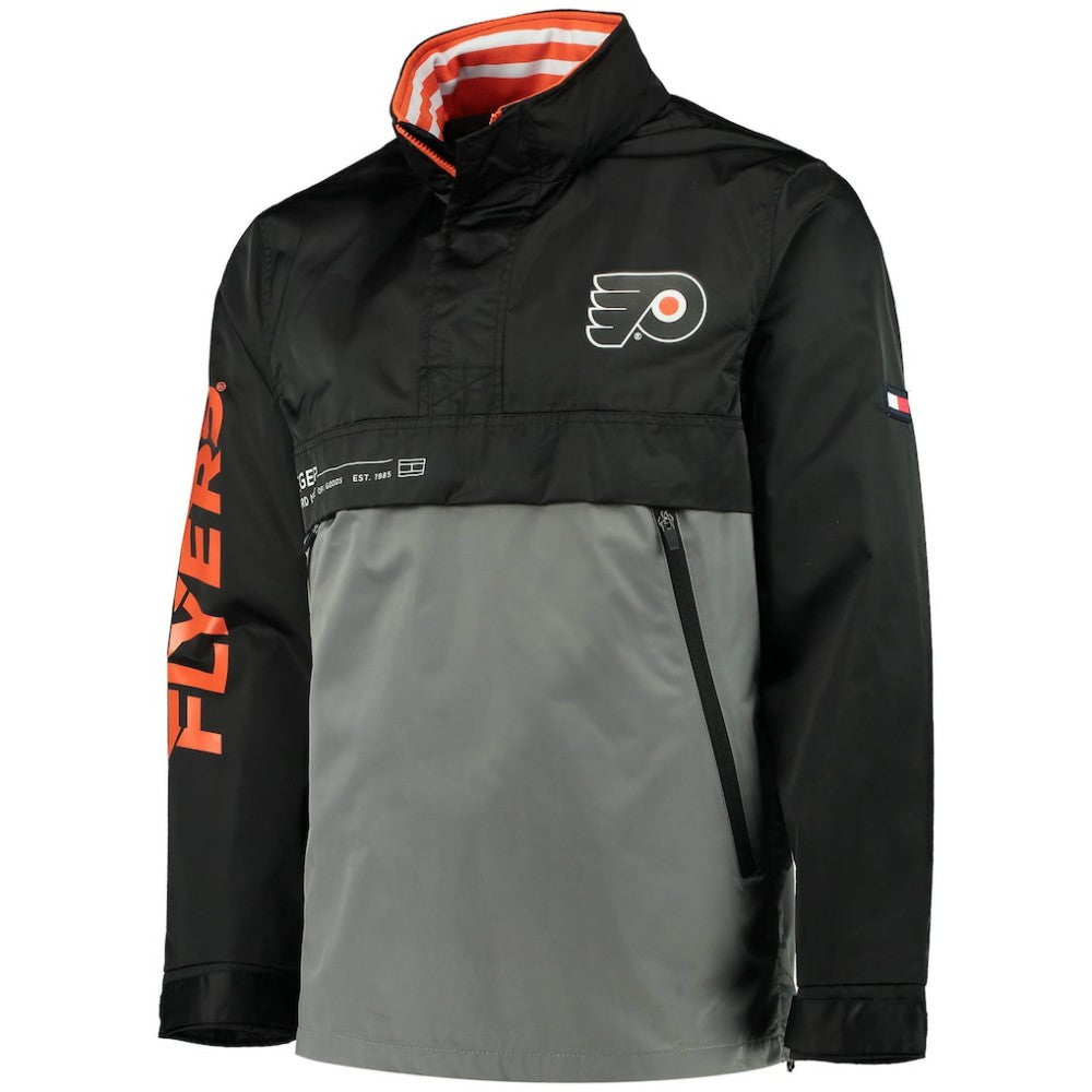 Philadelphia Flyers Tommy Hilfiger Anorak Quarter-Zip Hoodie Jacket Black/Gray
