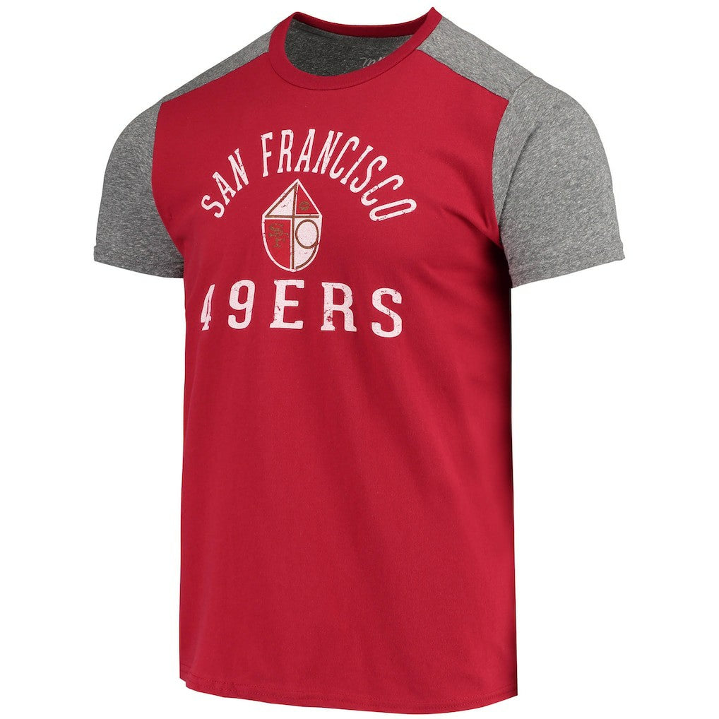 San Francisco 49ers Majestic Threads Gridiron Classics Field Goal Slub T-Shirt - Scarlet/Heathered Gray sale