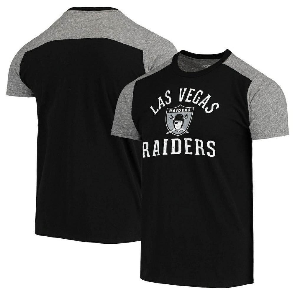Las Vegas Raiders Majestic Threads Gridiron Classics Field Goal Slub T-Shirt - Black/Heathered Gray for sale