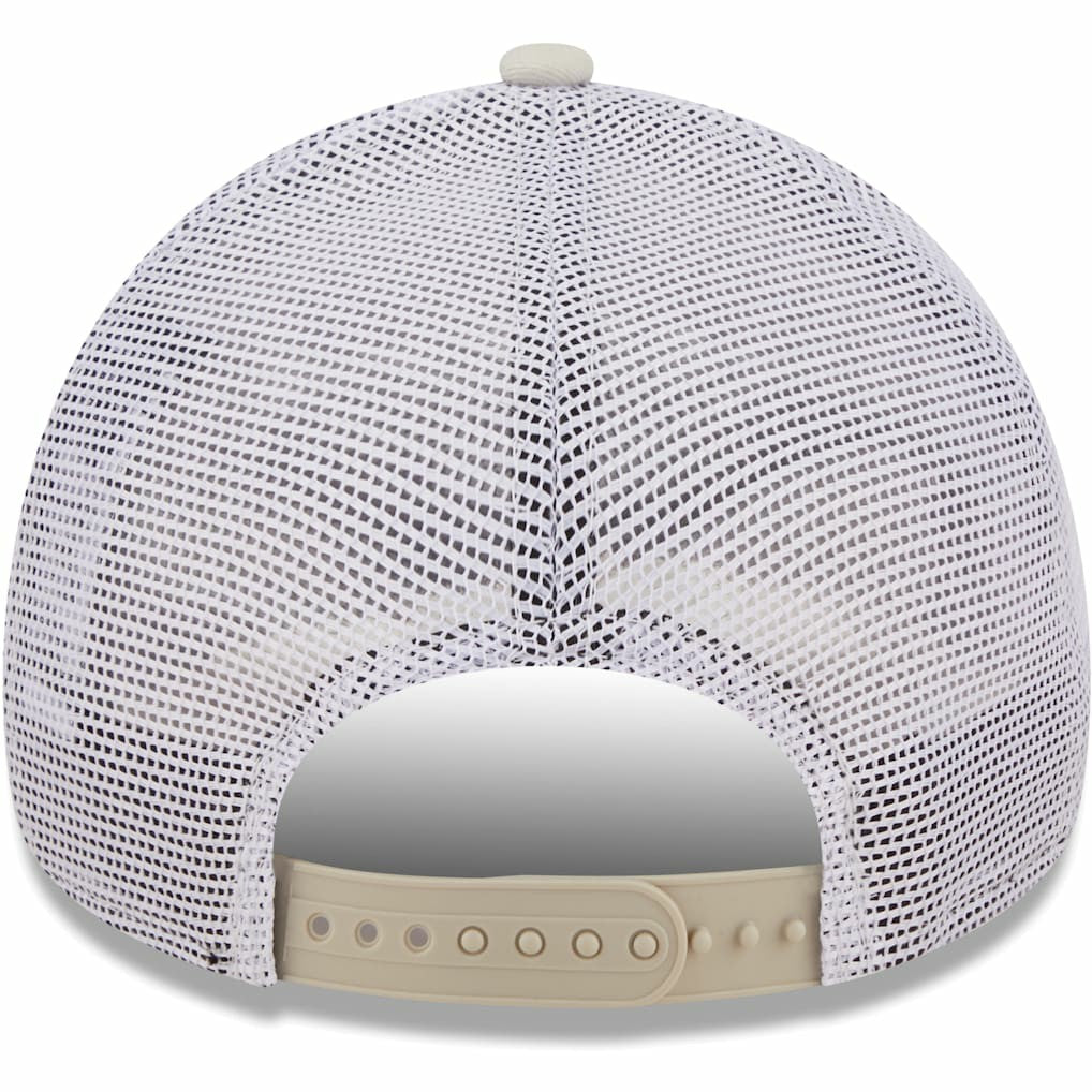 Los Angeles Rams New Era Happy Camper A-Frame Trucker 9FORTY Snapback Hat - Khaki/White for sale