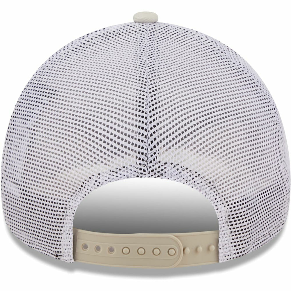 Los Angeles Rams New Era Happy Camper A-Frame Trucker 9FORTY Snapback Hat - Khaki/White for sale