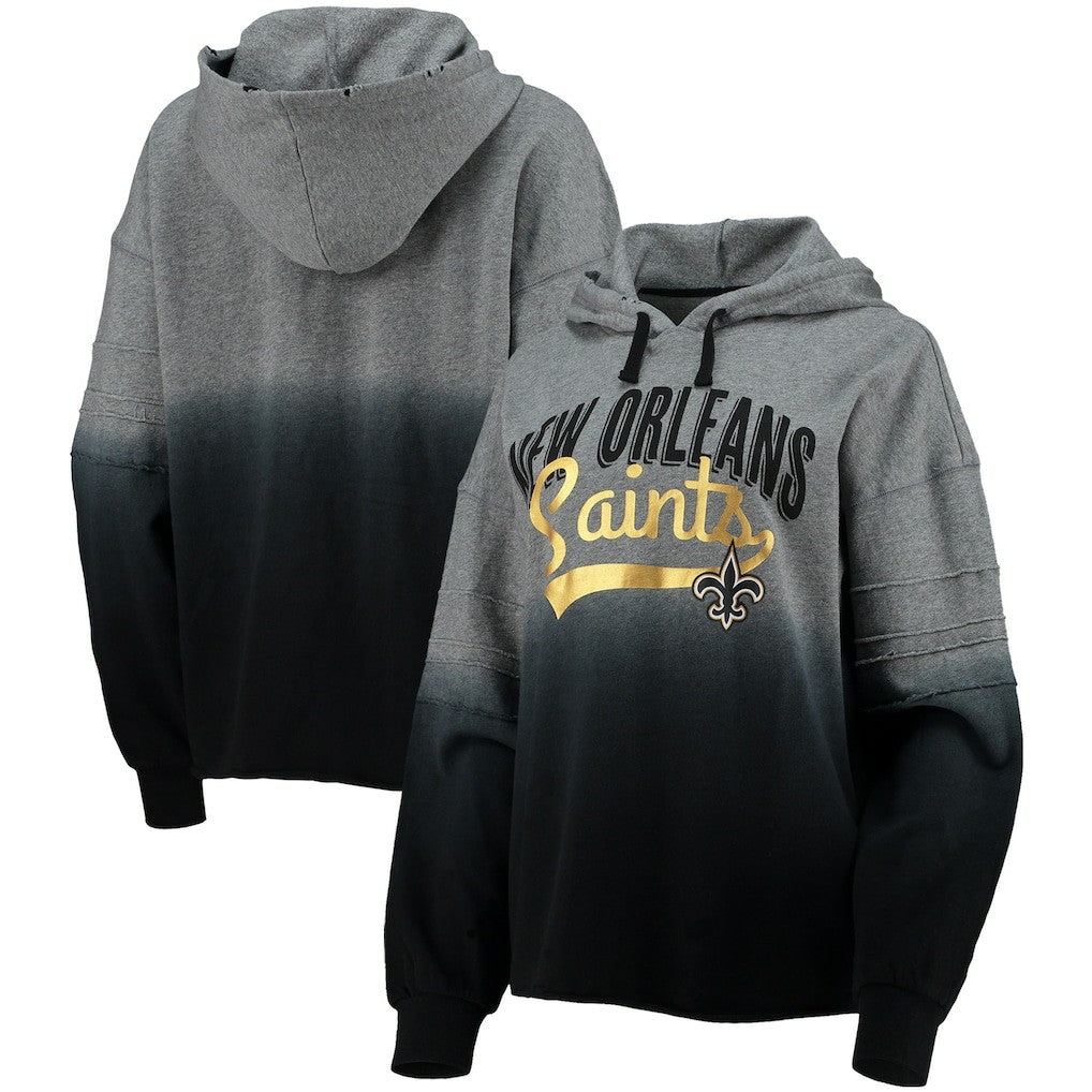 New Orleans Saints Touch Women's Superstar Dip-Dye Pullover Hoodie - Heathered Gray/Black sale