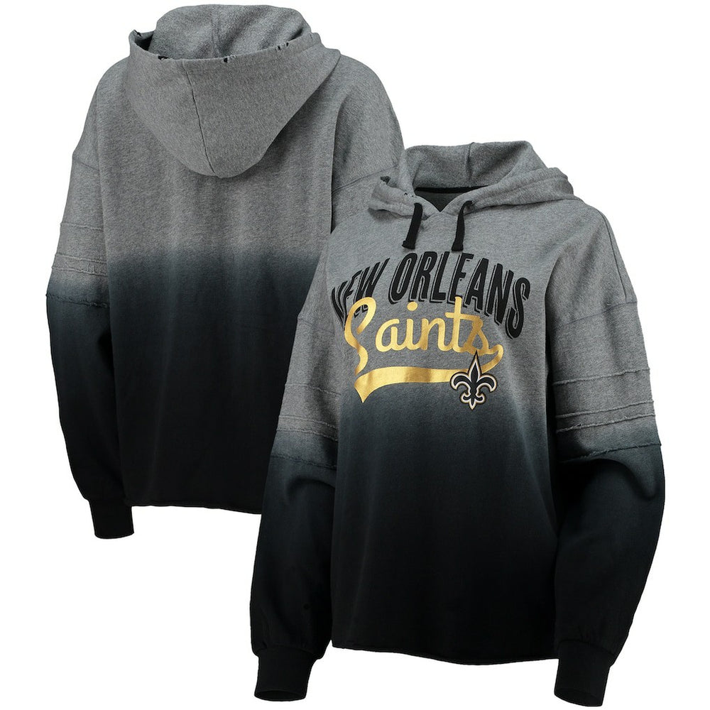 New Orleans Saints Touch Women's Superstar Dip-Dye Pullover Hoodie - Heathered Gray/Black sale