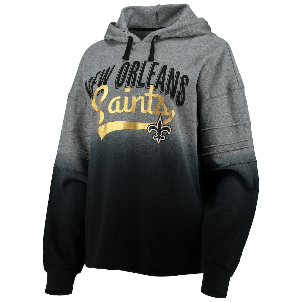 New Orleans Saints Touch Women's Superstar Dip-Dye Pullover Hoodie - Heathered Gray/Black sale