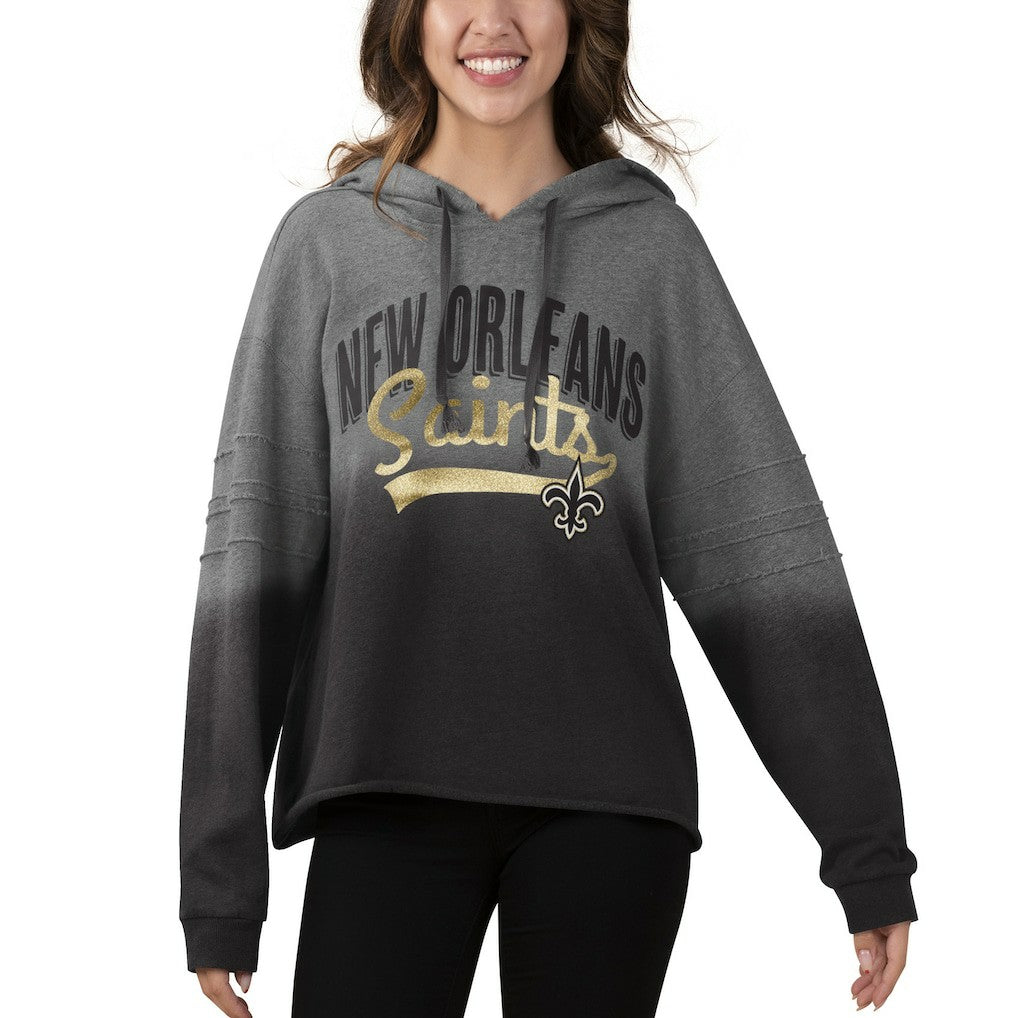 New Orleans Saints Touch Women's Superstar Dip-Dye Pullover Hoodie - Heathered Gray/Black sale
