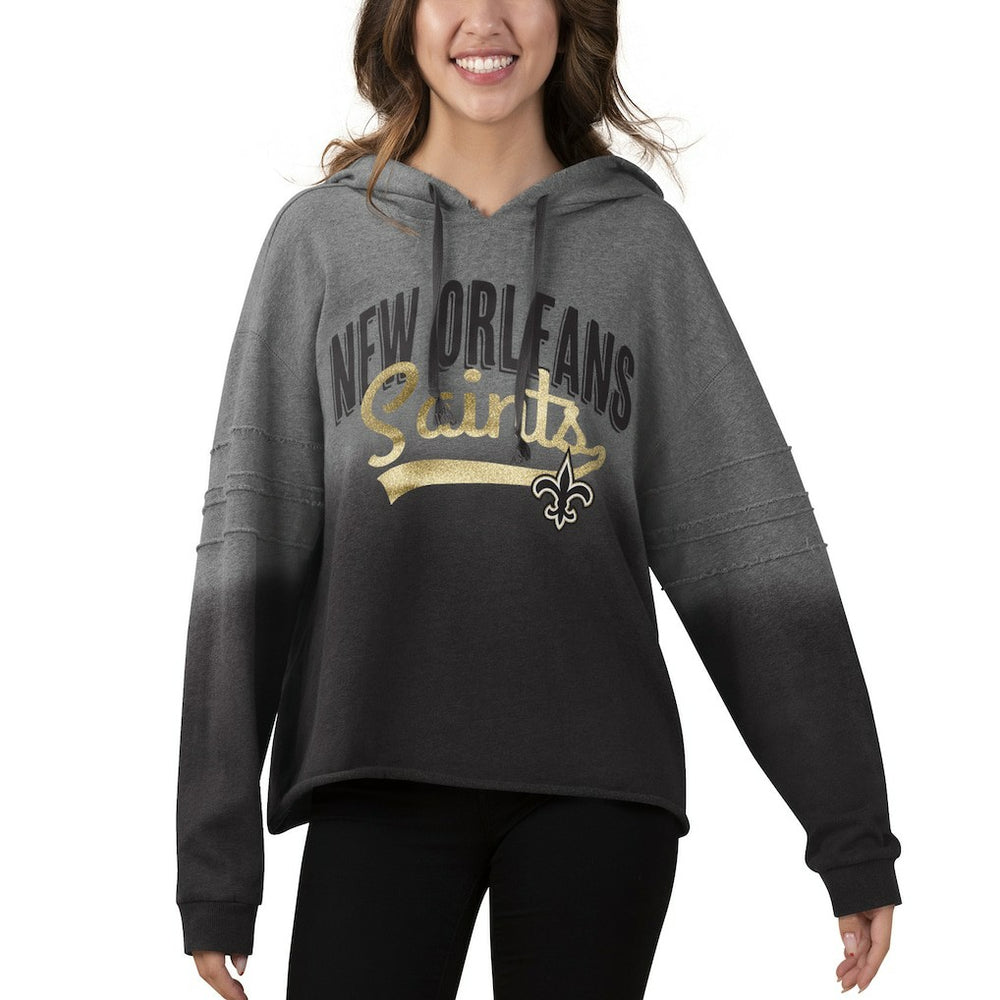 New Orleans Saints Touch Women's Superstar Dip-Dye Pullover Hoodie - Heathered Gray/Black sale