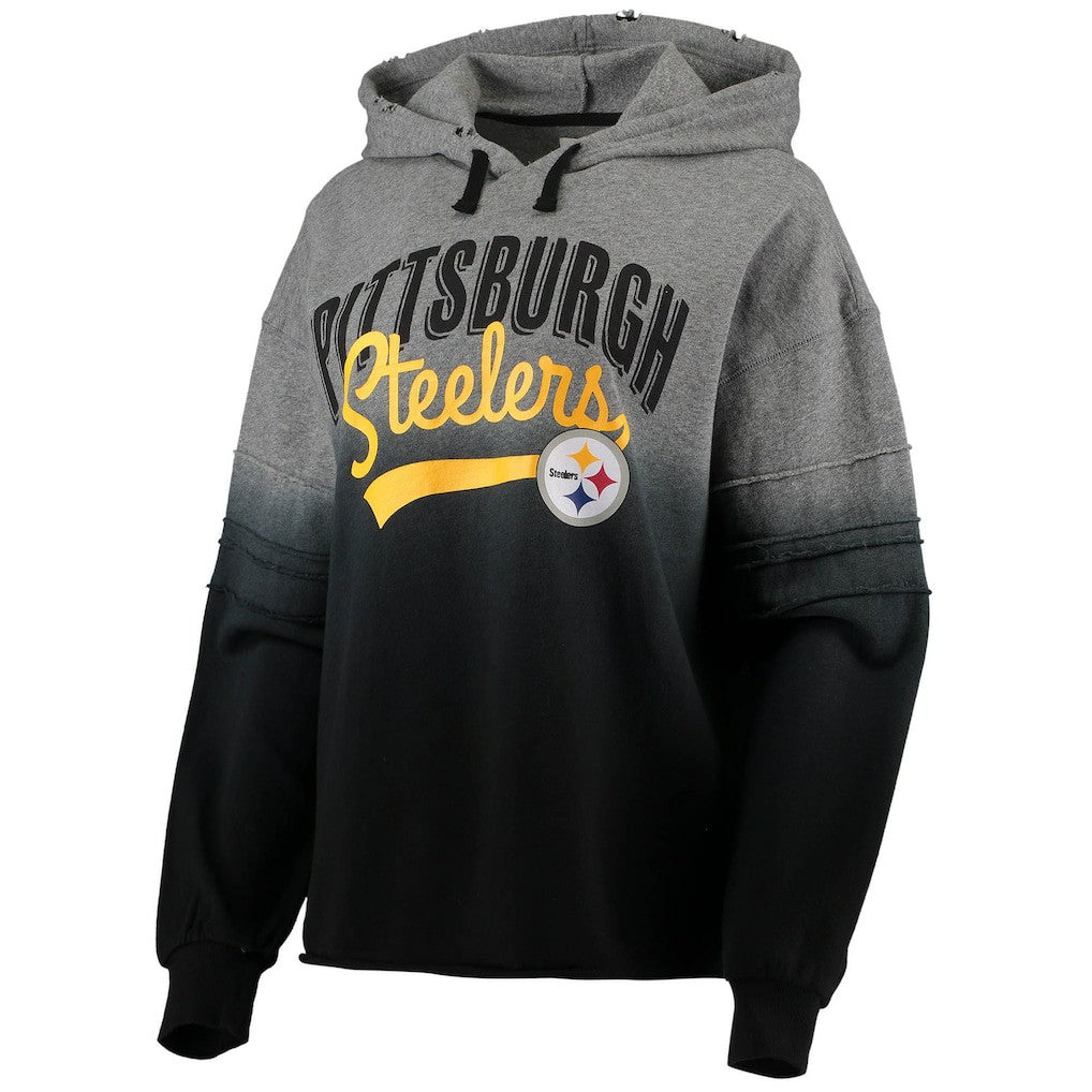 Pittsburgh Steelers Touch Women's Superstar Dip-Dye Pullover Hoodie - Heathered Gray/Black discount