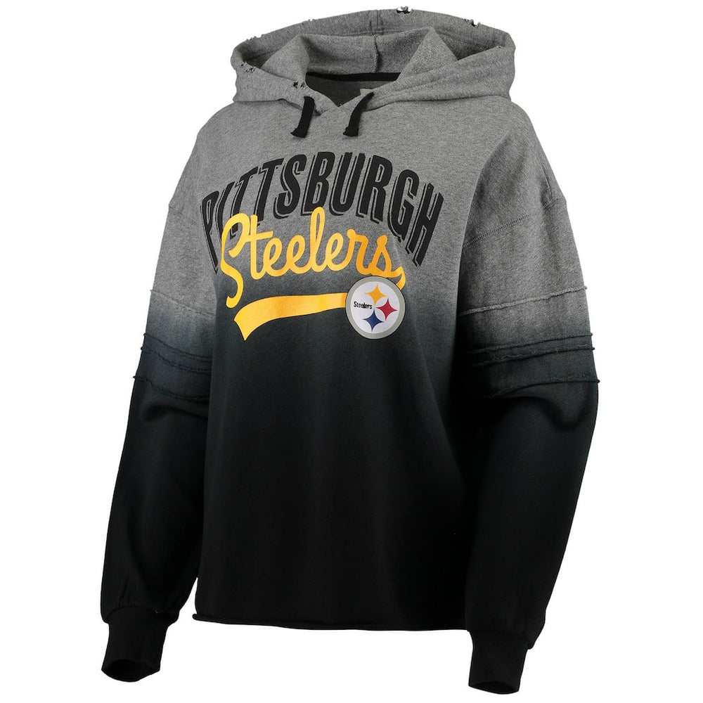 Pittsburgh Steelers Touch Women's Superstar Dip-Dye Pullover Hoodie - Heathered Gray/Black discount