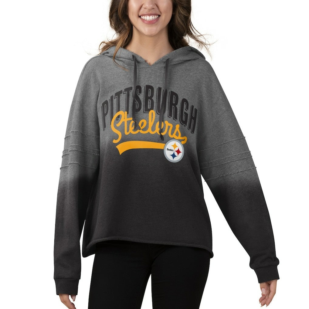 Pittsburgh Steelers Touch Women's Superstar Dip-Dye Pullover Hoodie - Heathered Gray/Black discount