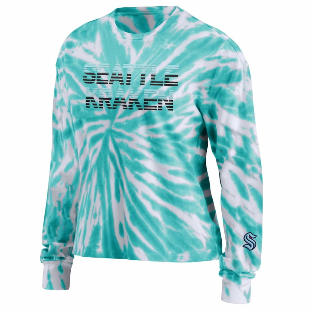 Seattle Kraken WEAR by Erin Andrews Women's Tie-Dye Long Sleeve T-Shirt Light Blue