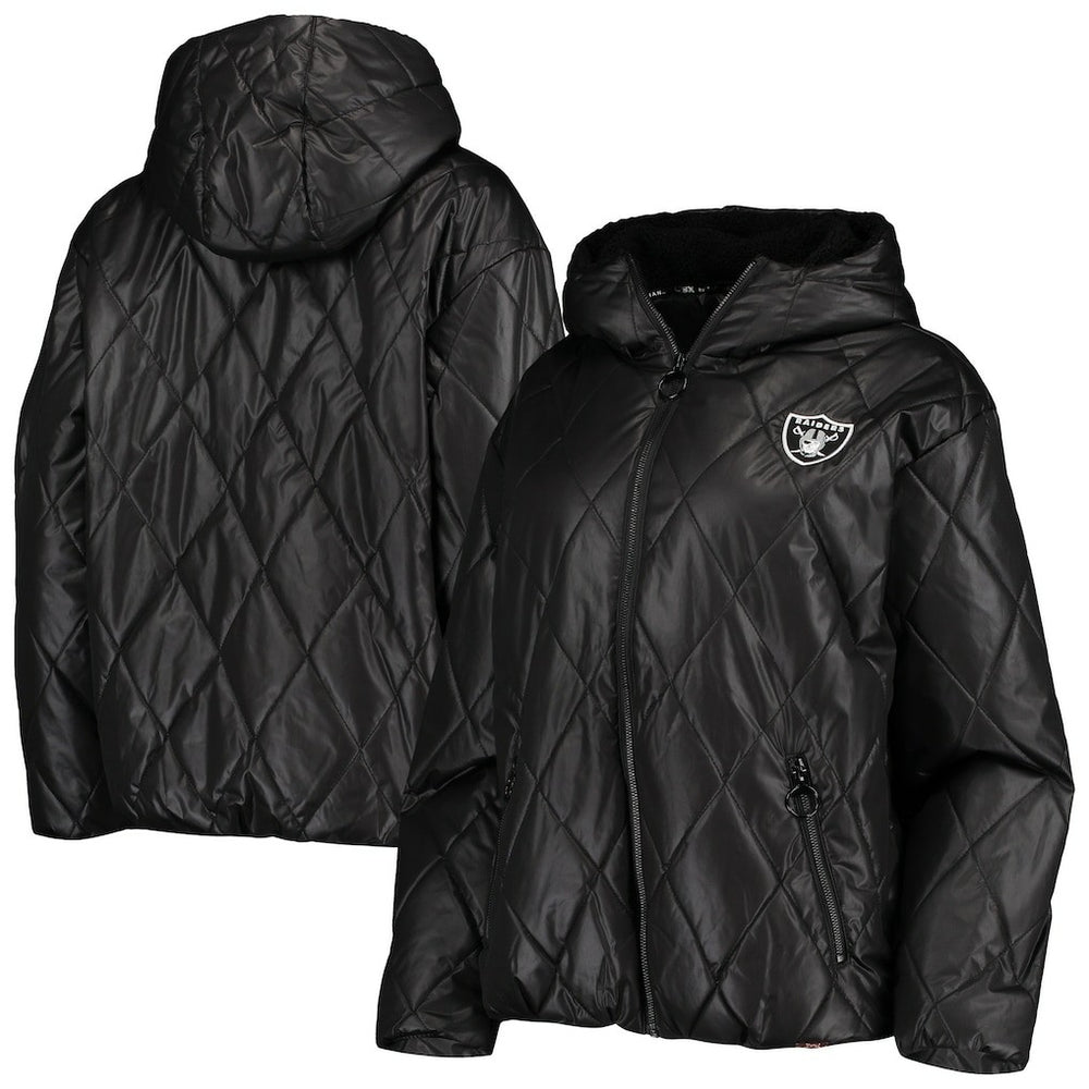 Las Vegas Raiders MSX by Michael Strahan Women's Charlotte Full-Zip Hoodie Puffer Jacket - Black sale