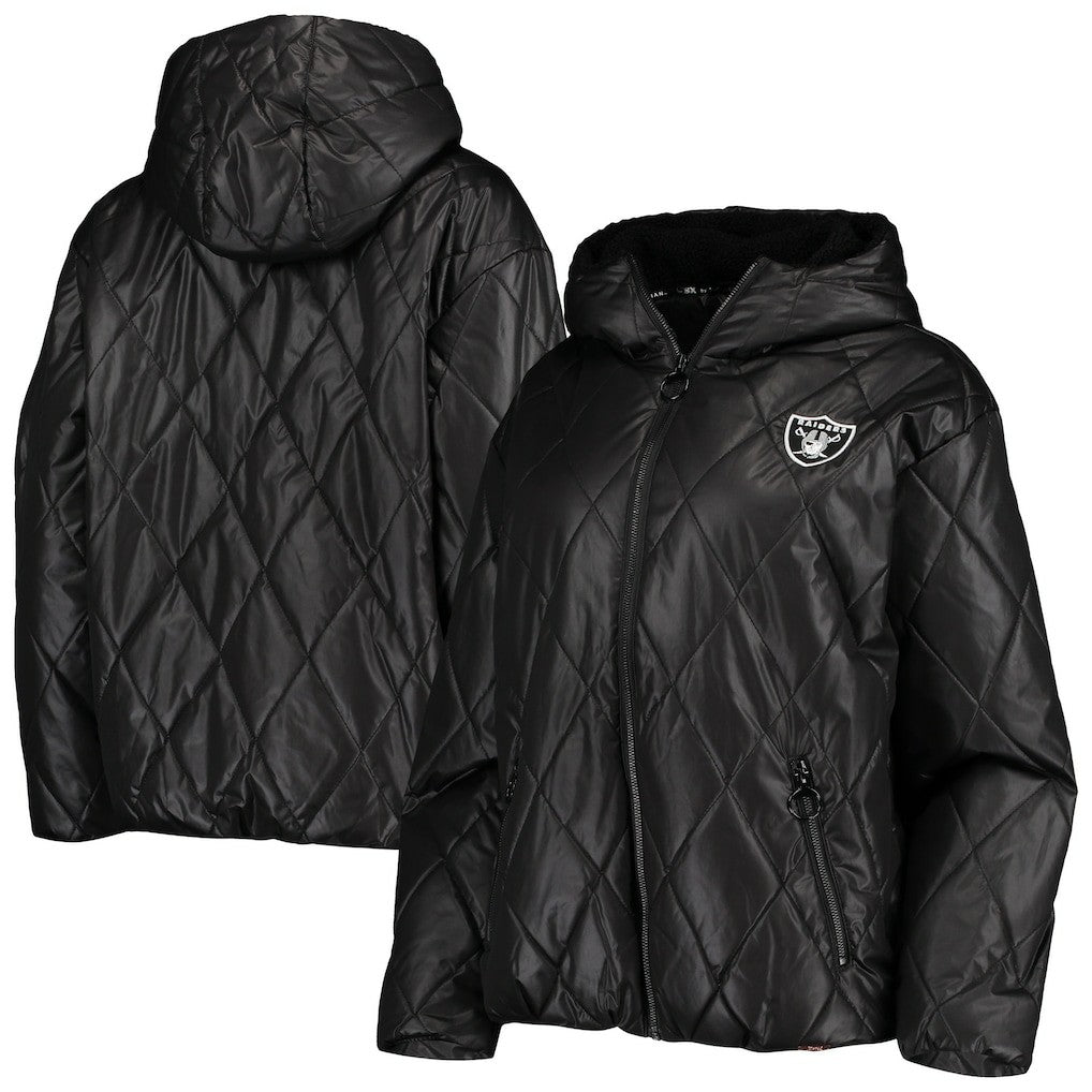 Las Vegas Raiders MSX by Michael Strahan Women's Charlotte Full-Zip Hoodie Puffer Jacket - Black sale