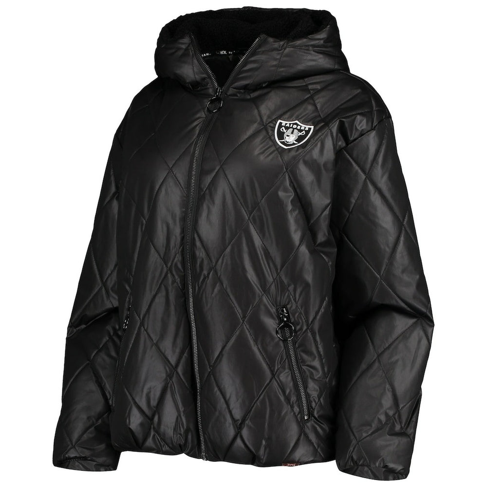 Las Vegas Raiders MSX by Michael Strahan Women's Charlotte Full-Zip Hoodie Puffer Jacket - Black sale