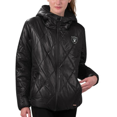Las Vegas Raiders MSX by Michael Strahan Women's Charlotte Full-Zip Hoodie Puffer Jacket - Black sale