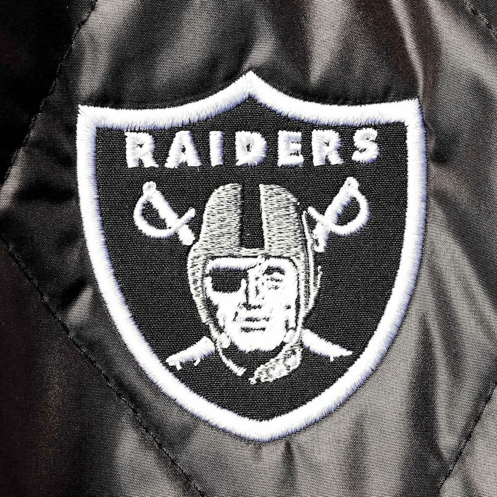 Las Vegas Raiders MSX by Michael Strahan Women's Charlotte Full-Zip Hoodie Puffer Jacket - Black sale