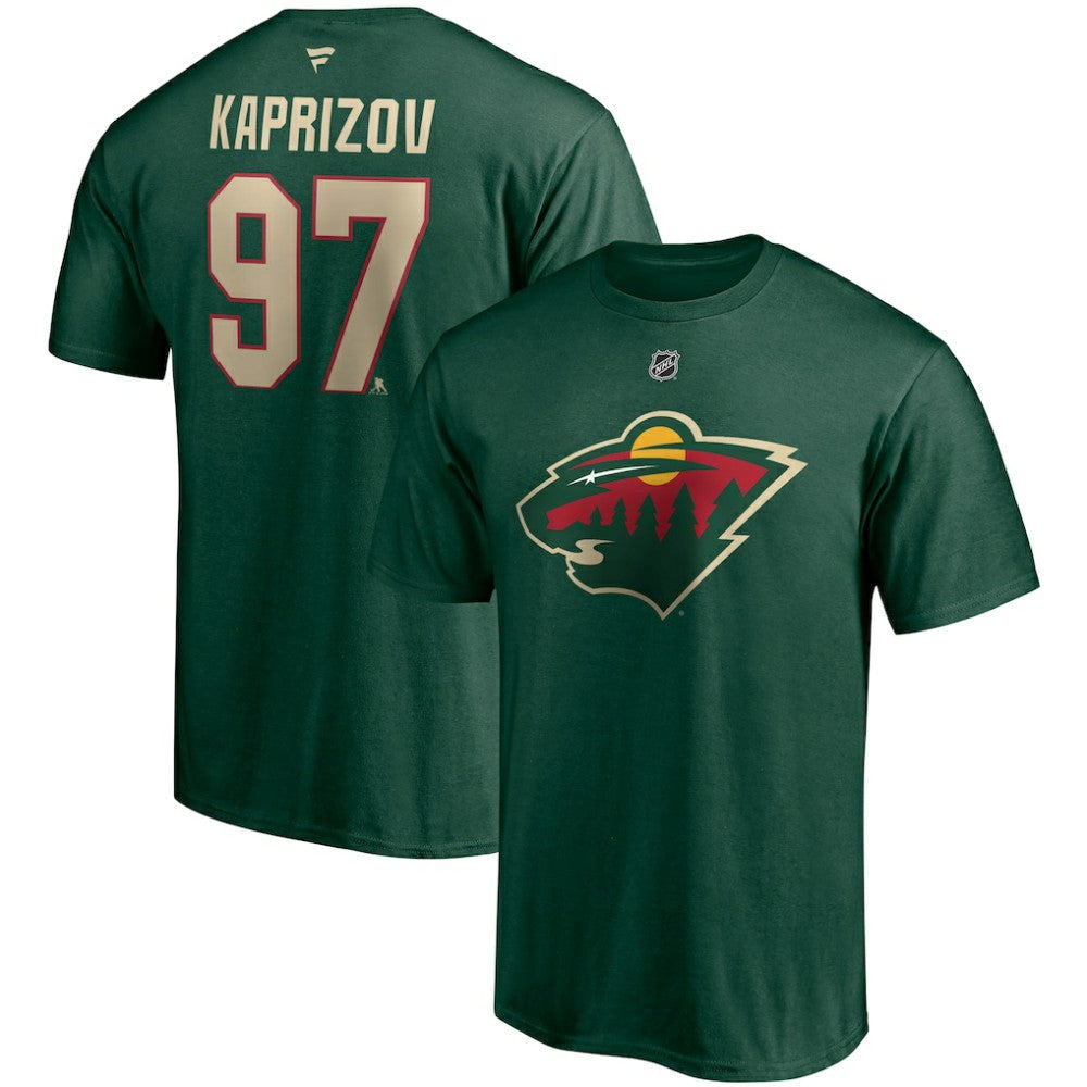 Kirill Kaprizov Minnesota Wild Fanatics Authentic Stack Name & Number T-Shirt Green