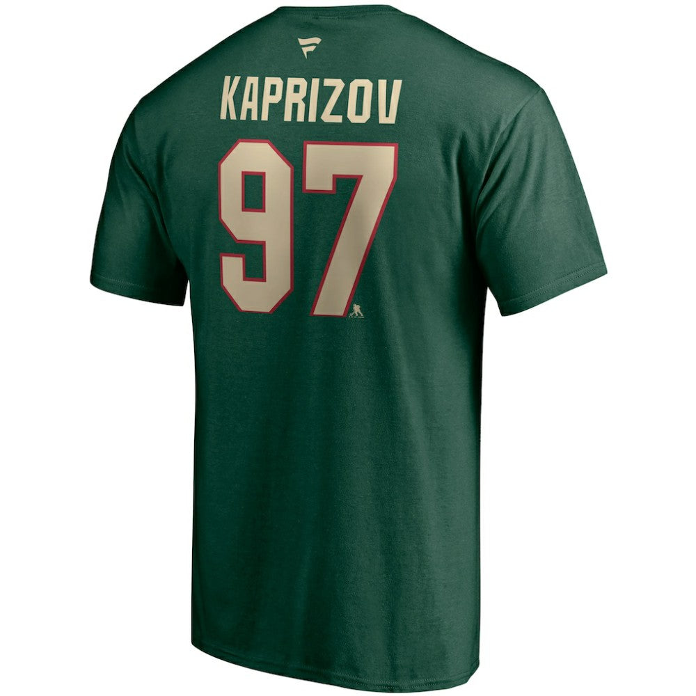 Kirill Kaprizov Minnesota Wild Fanatics Authentic Stack Name & Number T-Shirt Green