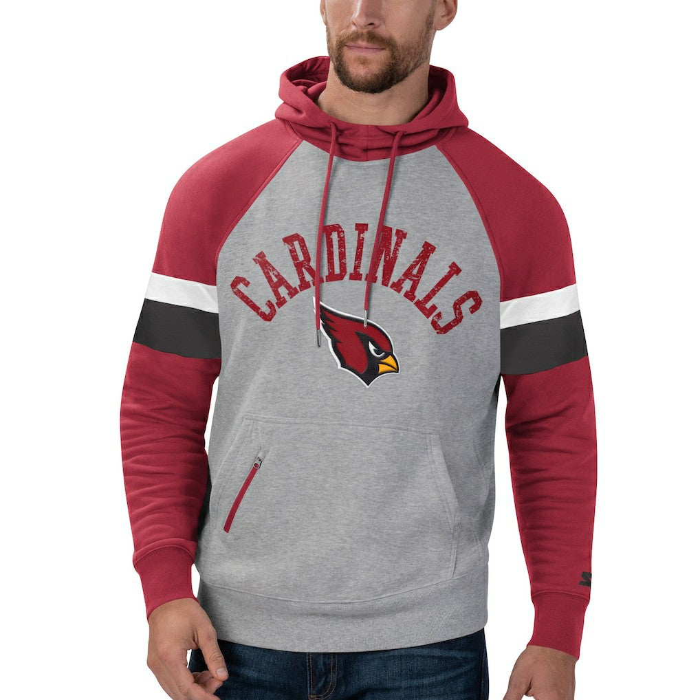 Arizona Cardinals Starter Home Run Raglan Pullover Hoodie - Heathered Gray/Cardinal sale