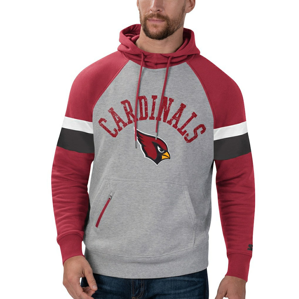 Arizona Cardinals Starter Home Run Raglan Pullover Hoodie - Heathered Gray/Cardinal sale