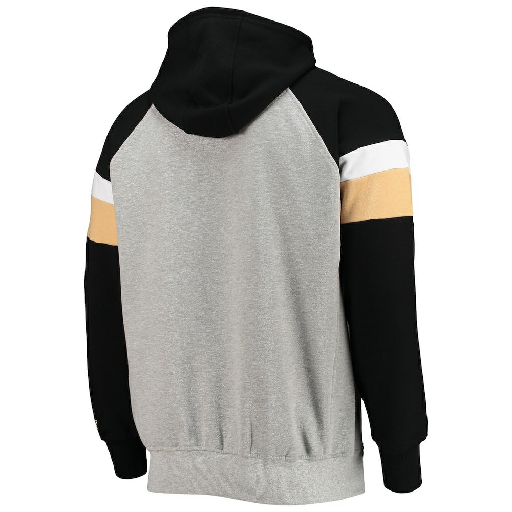 New Orleans Saints Starter Home Run Raglan Pullover Hoodie - Heathered Gray/Black on sale