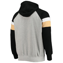 New Orleans Saints Starter Home Run Raglan Pullover Hoodie - Heathered Gray/Black on sale