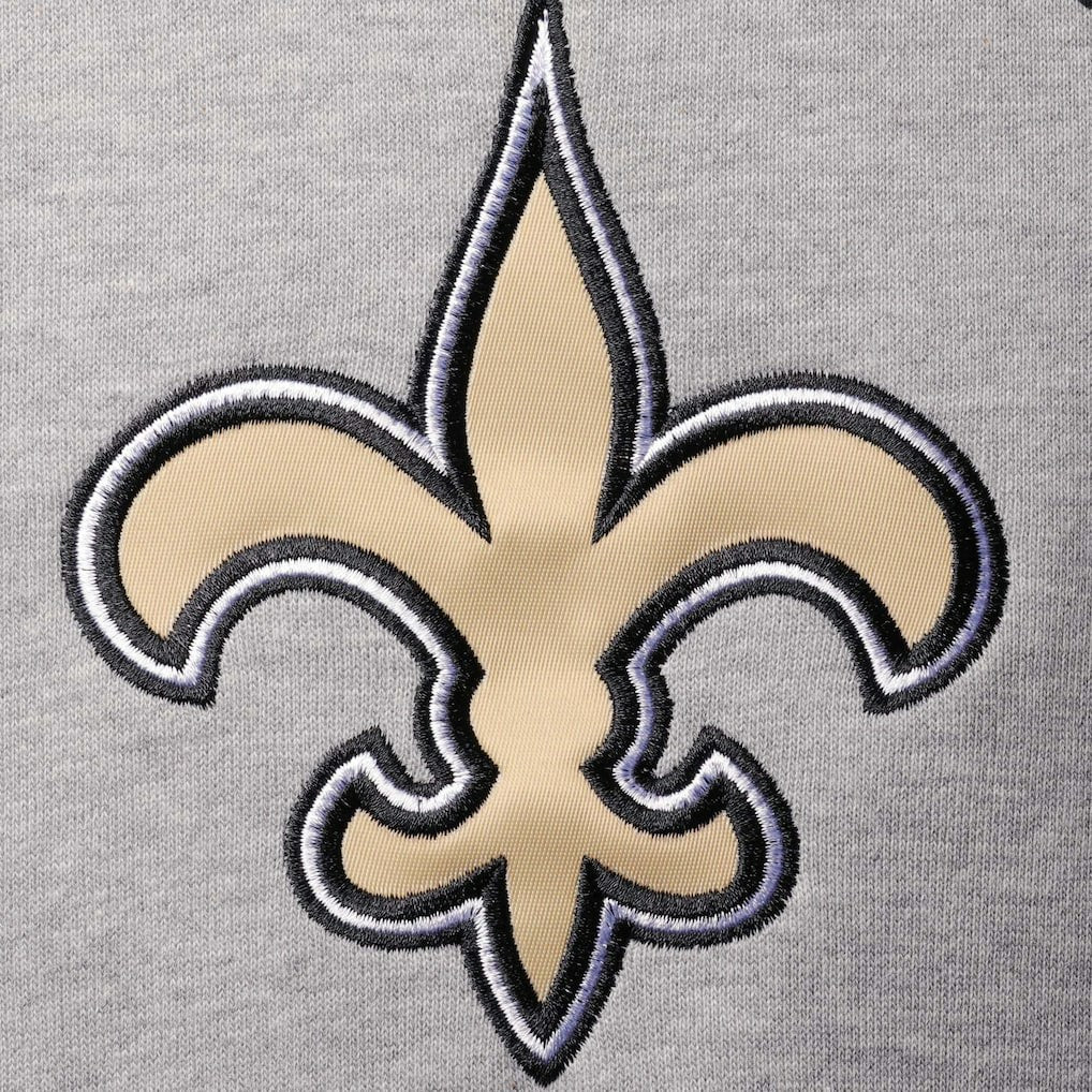 New Orleans Saints Starter Home Run Raglan Pullover Hoodie - Heathered Gray/Black on sale