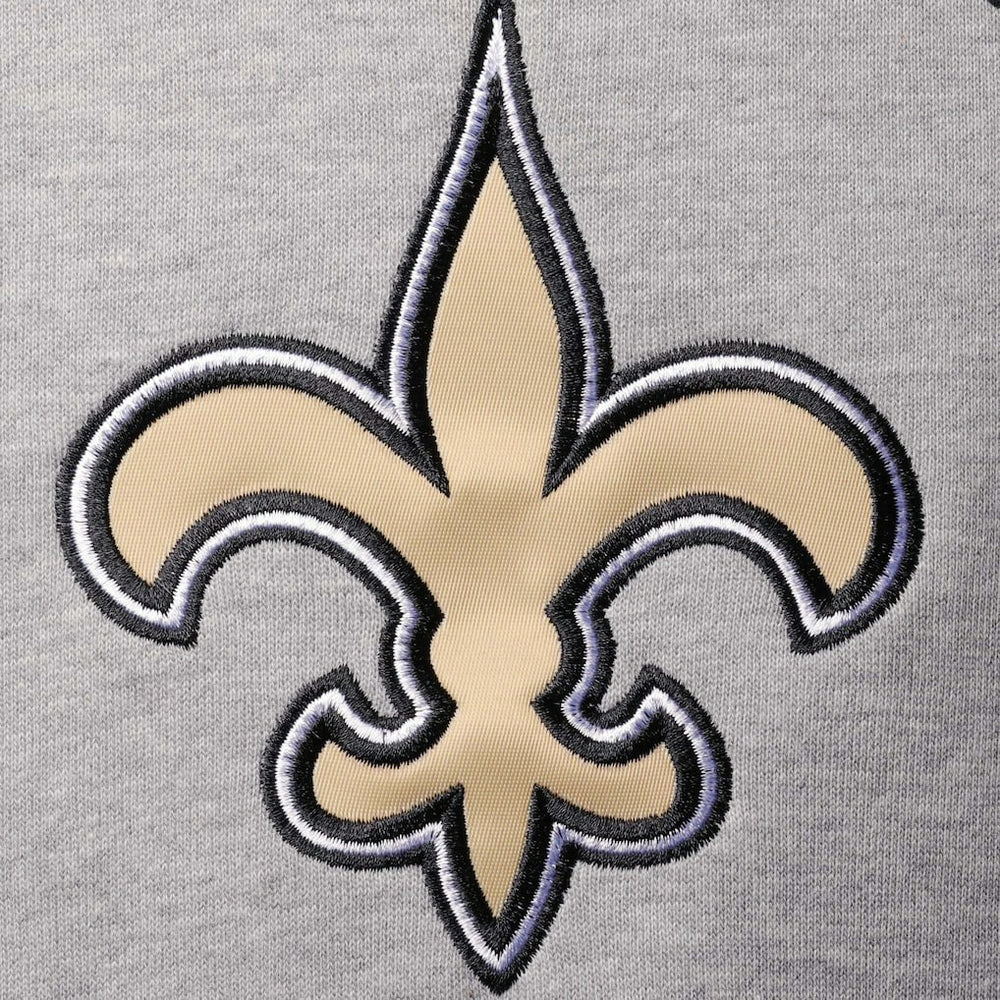 New Orleans Saints Starter Home Run Raglan Pullover Hoodie - Heathered Gray/Black on sale