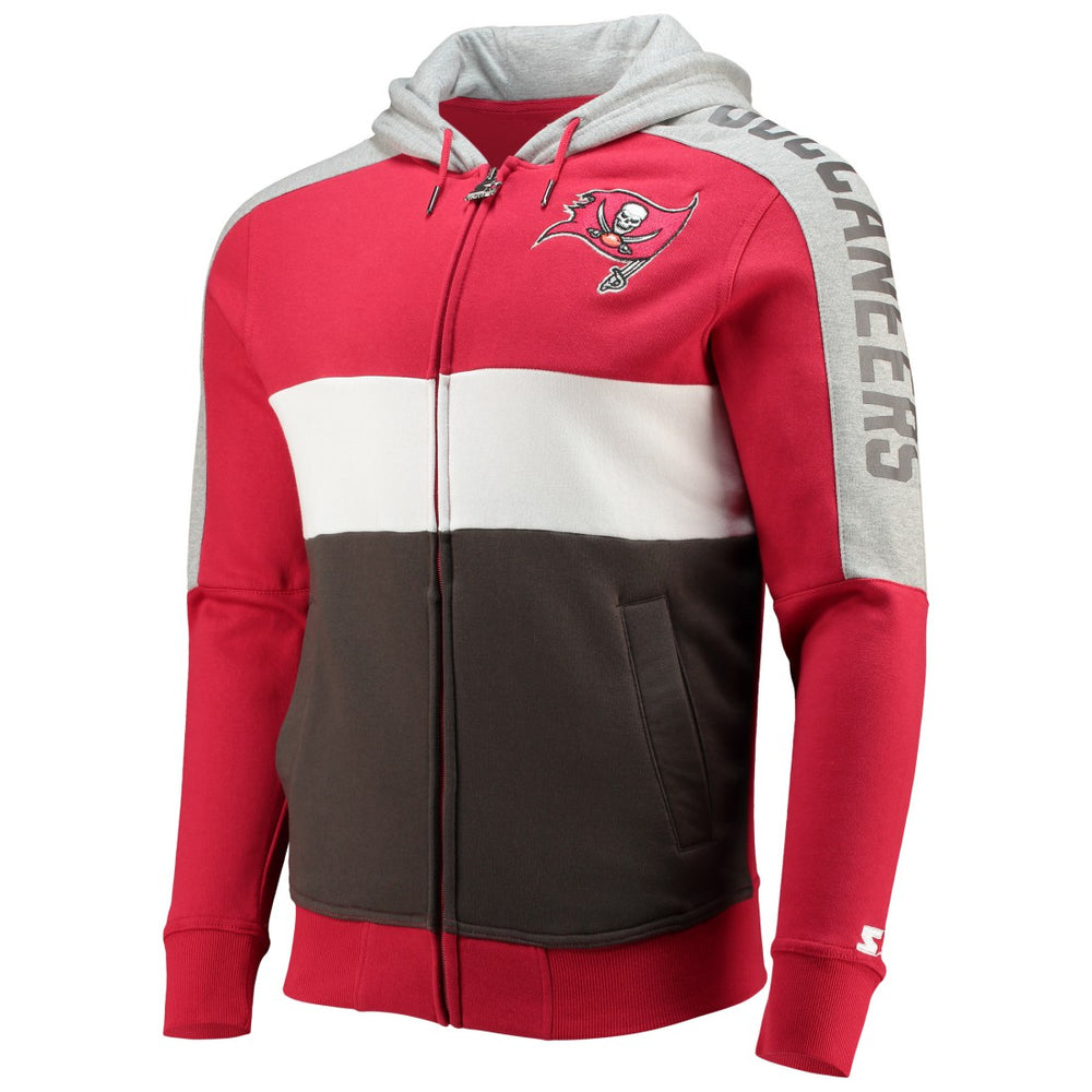 Tampa Bay Buccaneers Starter Playoffs Color Block Full-Zip Hoodie - Red/Pewter discount