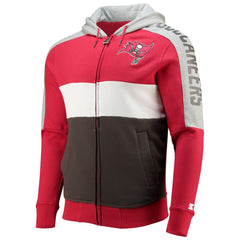Tampa Bay Buccaneers Starter Playoffs Color Block Full-Zip Hoodie - Red/Pewter discount
