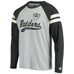 Las Vegas Raiders Starter Throwback League Raglan Long Sleeve Tri-Blend T-Shirt - Silver/Black outlet