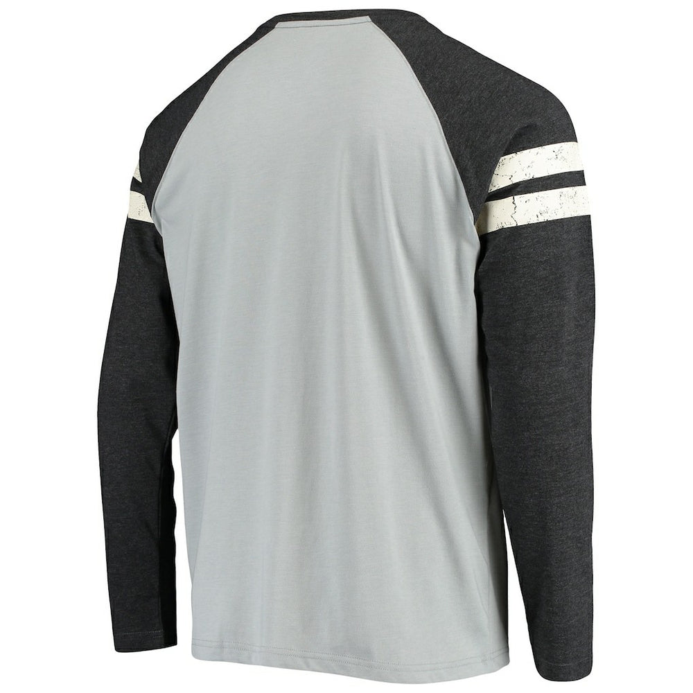 Las Vegas Raiders Starter Throwback League Raglan Long Sleeve Tri-Blend T-Shirt - Silver/Black outlet