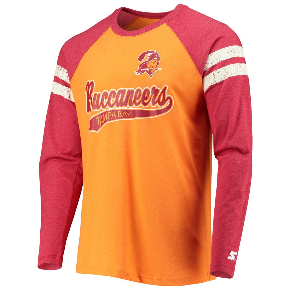 Tampa Bay Buccaneers Starter Throwback League Raglan Long Sleeve Tri-Blend T-Shirt - Orange/Red online