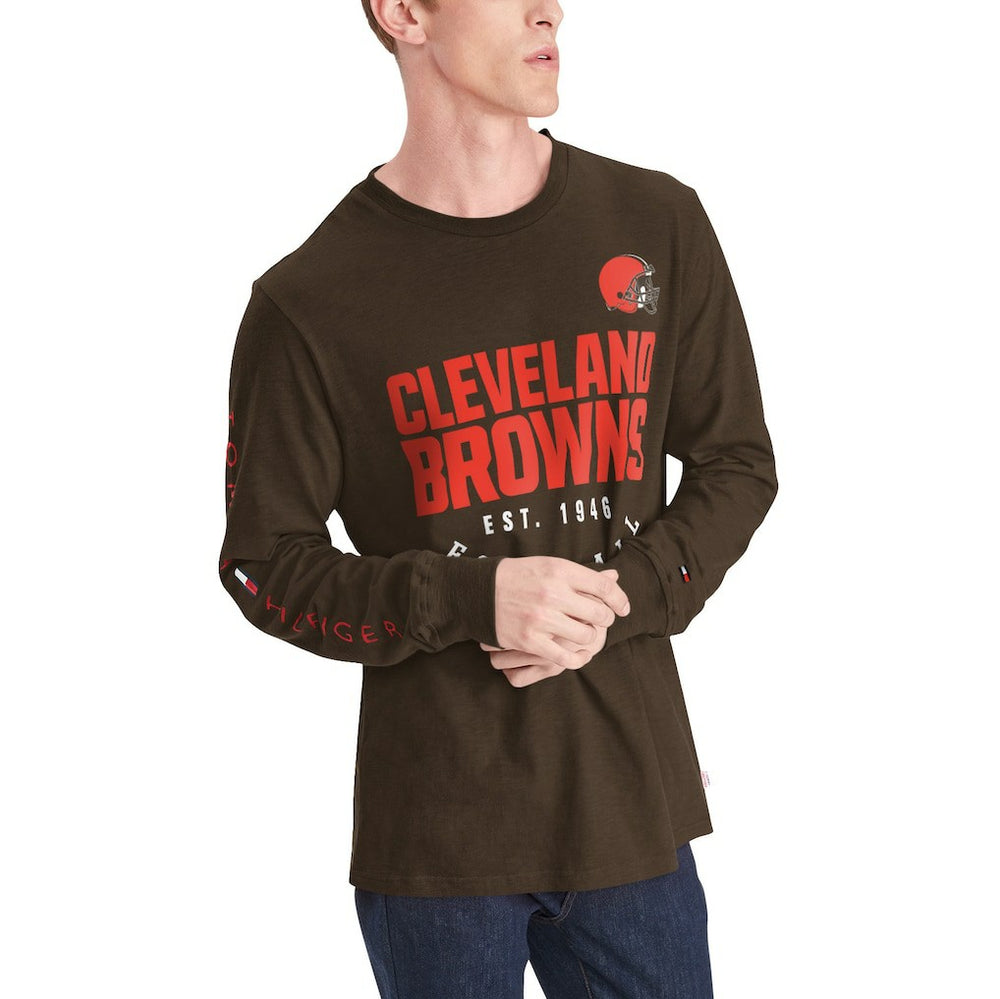 Cleveland Browns Tommy Hilfiger Peter Long Sleeve T-Shirt - Brown on sale
