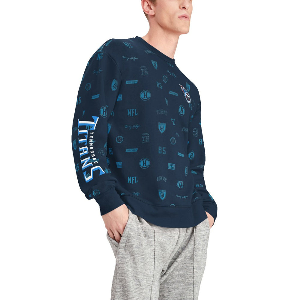 Tennessee Titans Tommy Hilfiger Reid Graphic Pullover Sweatshirt - Navy for sale