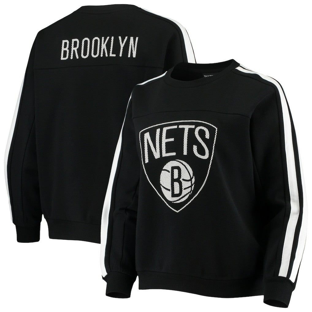Brooklyn Nets The Wild Collective Women's Perforated Logo Pullover Sweatshirt - Black discount