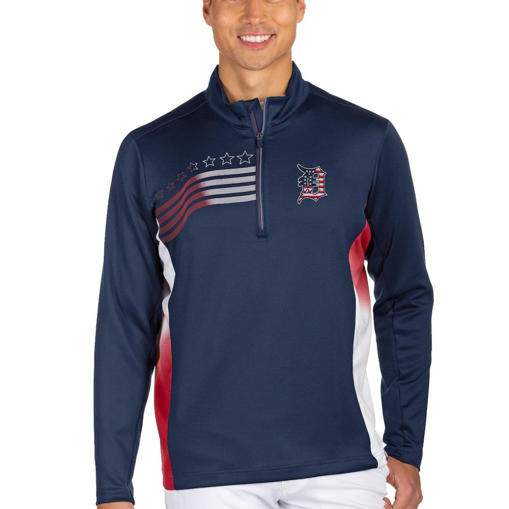 Detroit Tigers Antigua Liberty Quarter-Zip Pullover Jacket - Navy