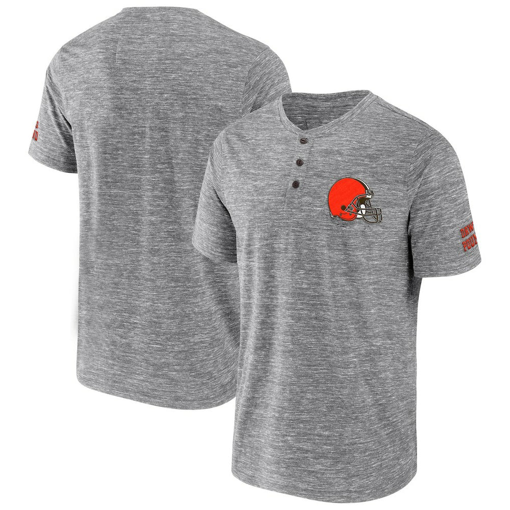 Cleveland Browns NFL x Darius Rucker Collection Slub Henley T-Shirt - Heathered Gray for sale