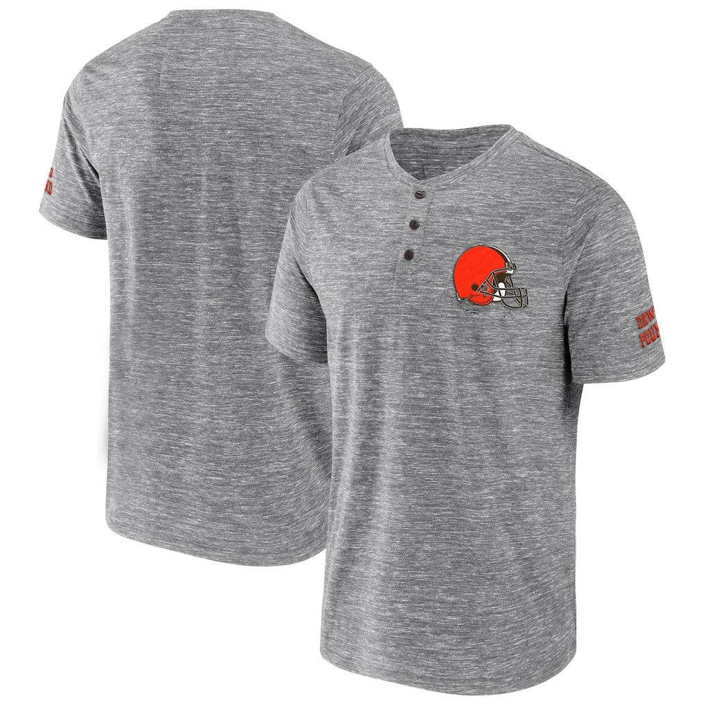 Cleveland Browns NFL x Darius Rucker Collection Slub Henley T-Shirt - Heathered Gray for sale