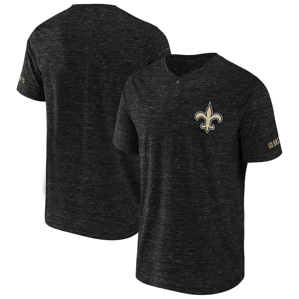 New Orleans Saints NFL x Darius Rucker Collection Slub Henley T-Shirt - Black cheap