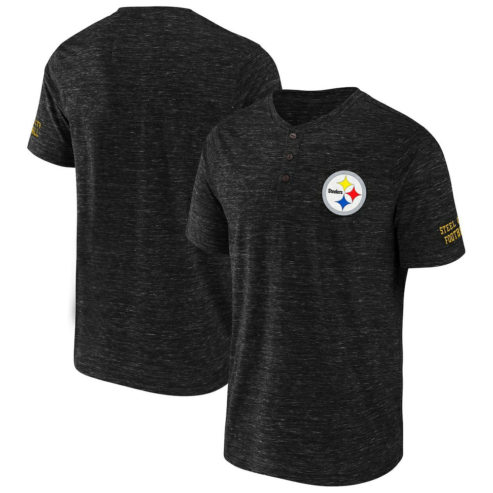 Pittsburgh Steelers NFL x Darius Rucker Collection Slub Henley T-Shirt - Black cheap