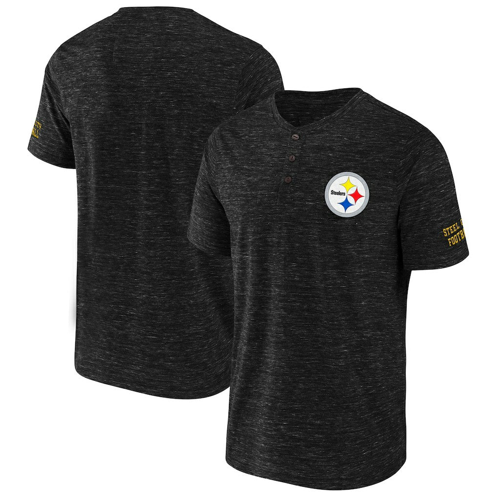 Pittsburgh Steelers NFL x Darius Rucker Collection Slub Henley T-Shirt - Black cheap