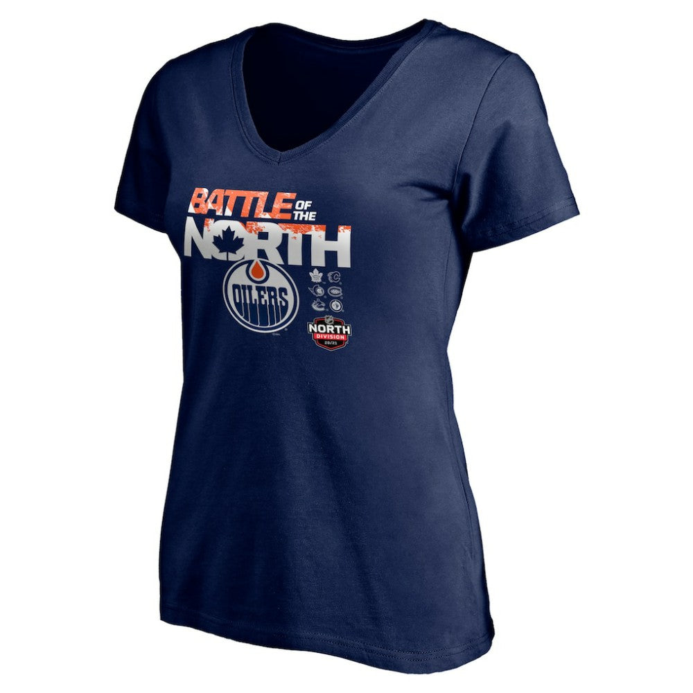Edmonton Oilers Women's Battle of the North V-Neck T-Shirt Navy