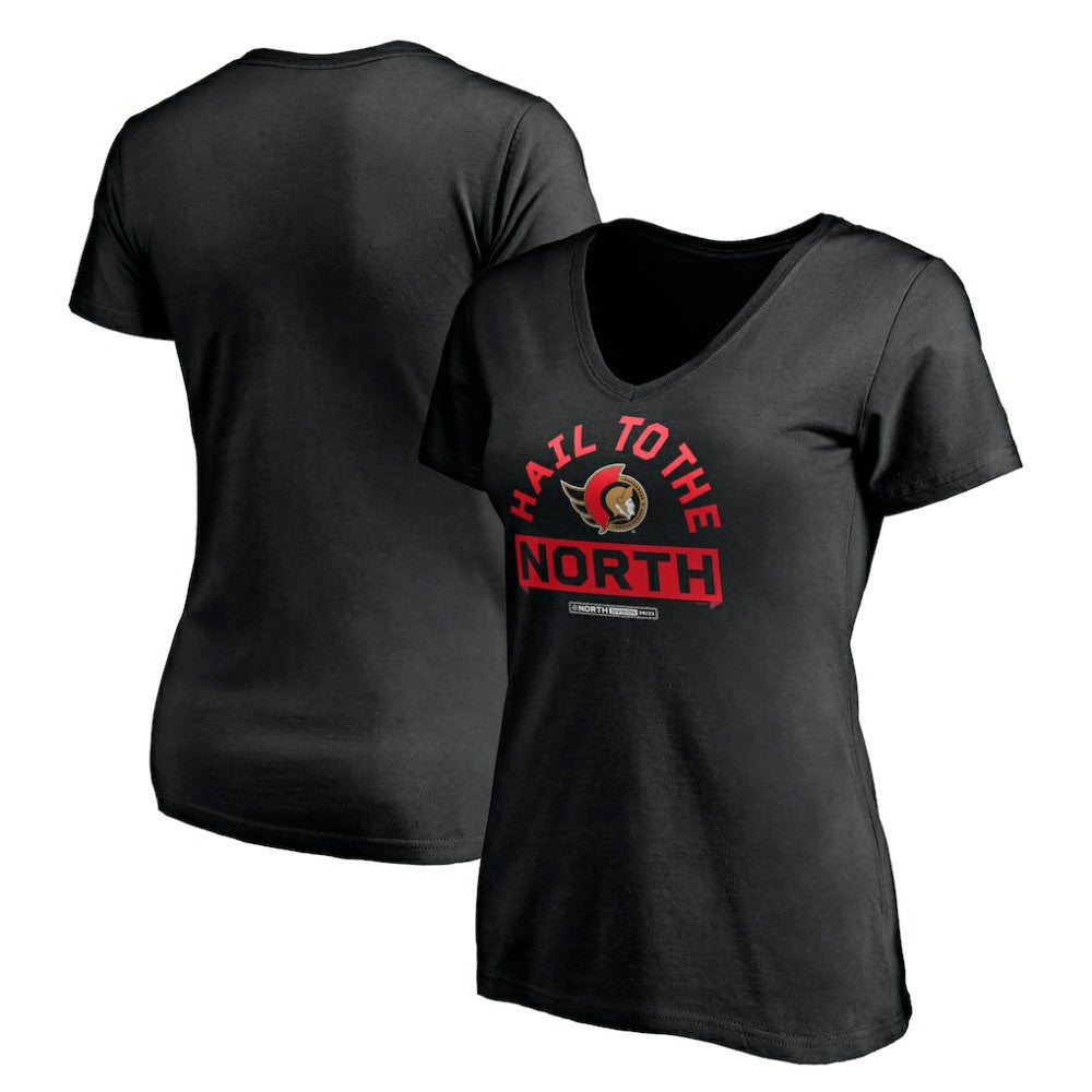 Ottawa Senators Women's Hail to the North V-Neck T-Shirt Black