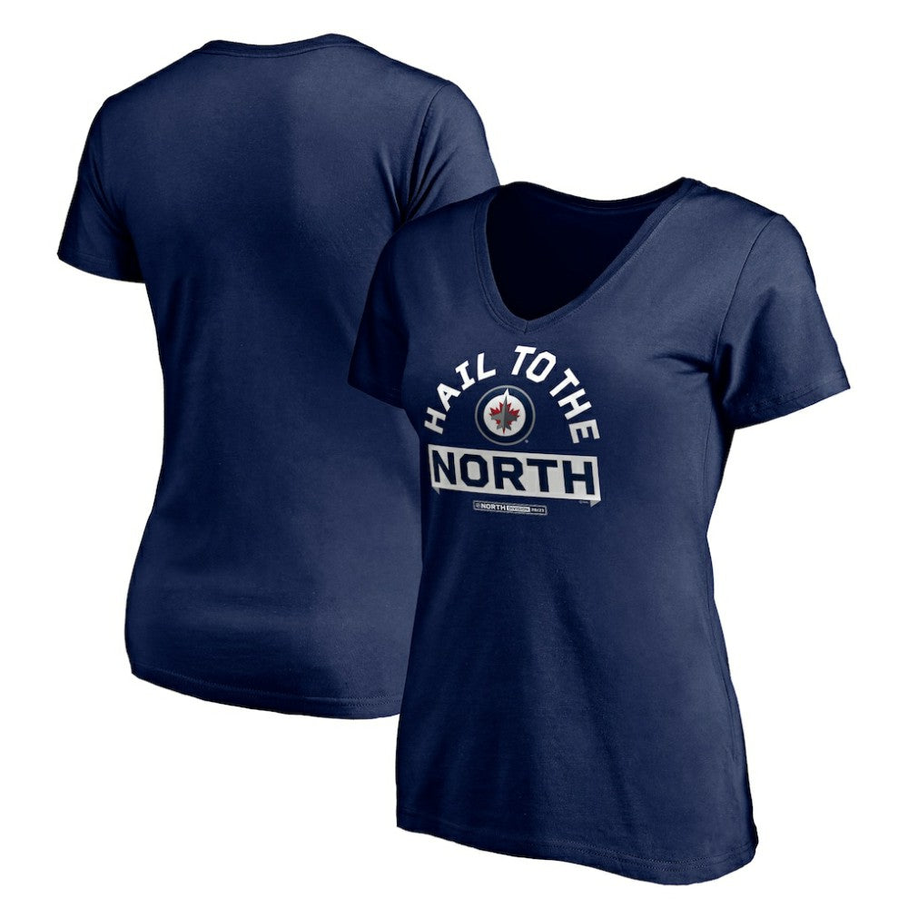 Winnipeg Jets Women's Hail to the North V-Neck T-Shirt Navy