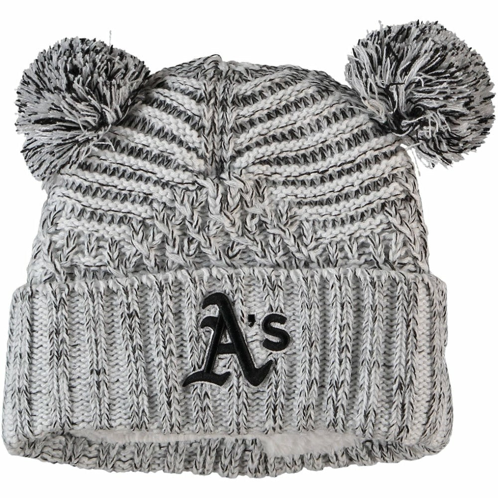 Athletics Women's Dual Cuffed Knit Hat with Poms - Gray | New Era