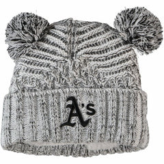 Athletics Women's Dual Cuffed Knit Hat with Poms - Gray | New Era