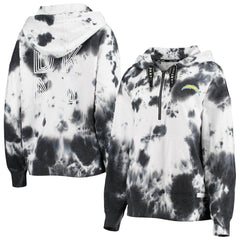 Los Angeles Chargers DKNY Sport Women's Dakota Oversized Tie-Dye Half-Zip Hoodie - White/Black online