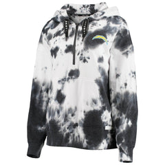 Los Angeles Chargers DKNY Sport Women's Dakota Oversized Tie-Dye Half-Zip Hoodie - White/Black online