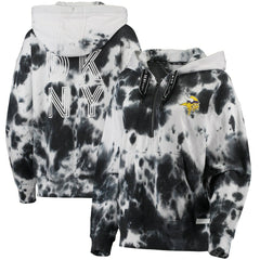 Minnesota Vikings DKNY Sport Women's Dakota Oversized Tie-Dye Half-Zip Hoodie - White/Black discount